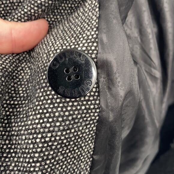 Guess Women's Black & White Tweed Double Breasted Jacket Coat Size XS - Picture 11 of 12